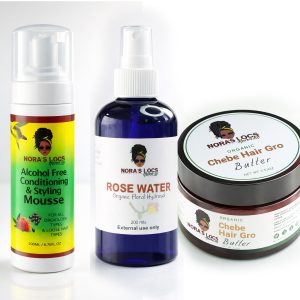 Conditioning & Styling Mousse + Chebe Organic Hair Butter 3.53 Oz + Pure Organic Rose water