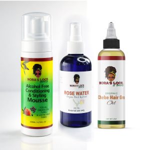 Conditioning & Styling Mousse + Chebe Organic Hair Oil 4 Oz + Pure Organic Rose water