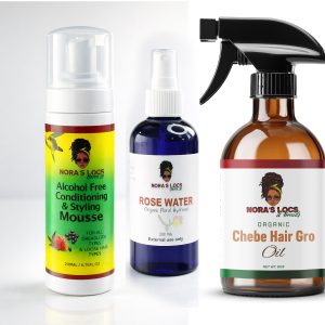 Conditioning & Styling Mousse + Chebe Organic Hair Oil 8 Oz Spray bottle + Pure Organic Rose water