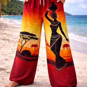 Straight-leg soft cotton trousers with African-inspired design and pockets-effortlessly stylish, comfortable, and empowering for everyday wear 13