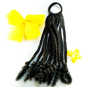 Elastic tie bands-with hand braided braids-Girls' Hair Extensions with Elastic Bands 7