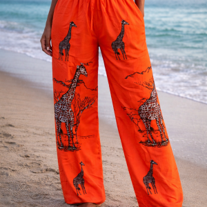 Straight-leg soft cotton trousers with African-inspired design and pockets-effortlessly stylish, comfortable, and empowering for everyday wear